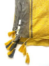 Load image into Gallery viewer, Del Sol Tassel Cotton Scarf Mustard Grey
