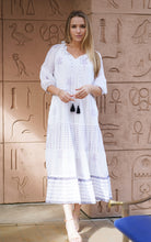 Load image into Gallery viewer, Bells Maxi Dress Hand Block Printed White
