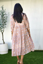 Load image into Gallery viewer, Mylah Midi Dress Block Printed Coral (Apricot)
