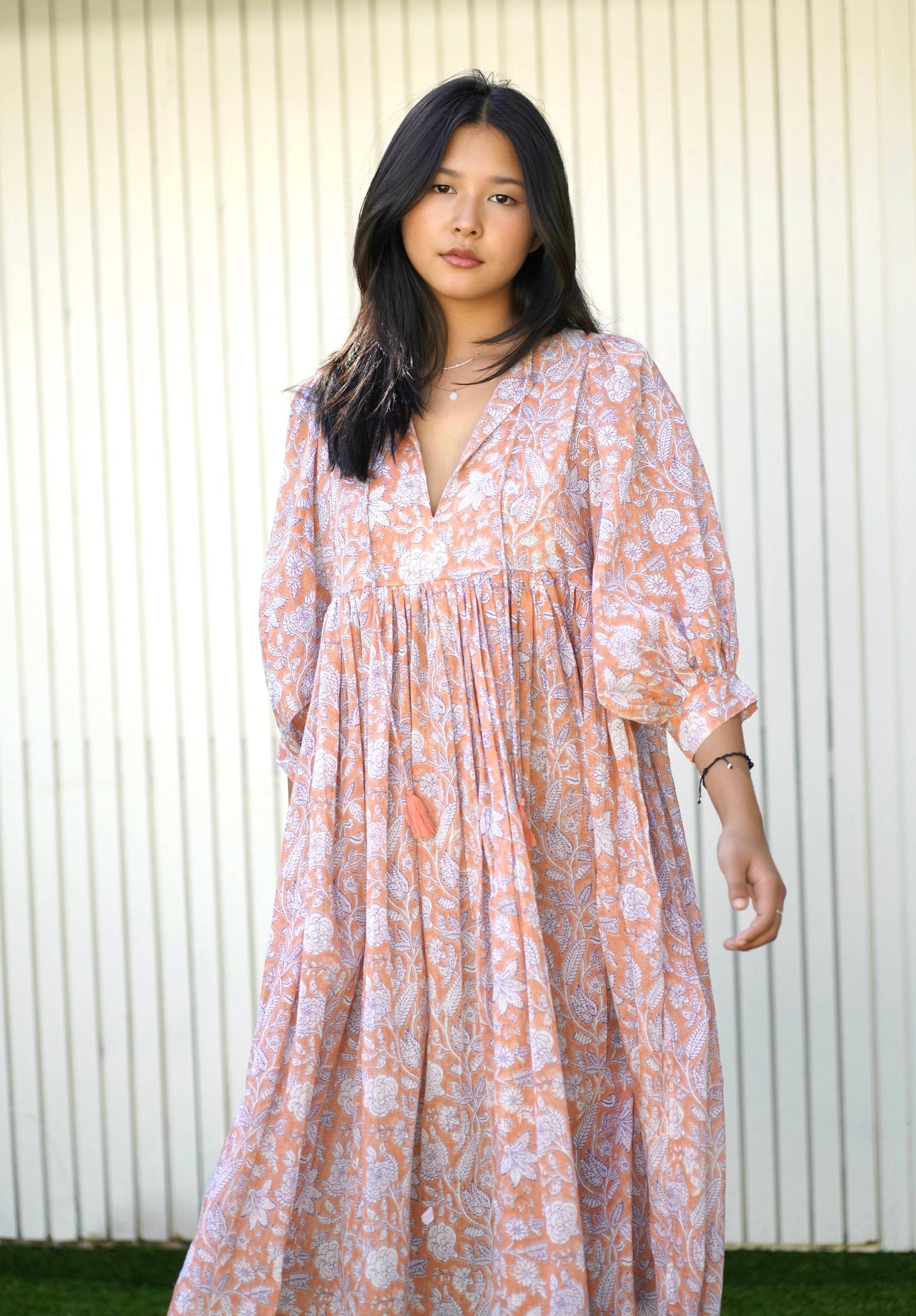 acler mahina midi dress Mylah Midi Dress Block Printed Coral (Apricot) – Dolma