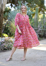 Load image into Gallery viewer, Mylah Midi Dress Block Printed Coral Multi
