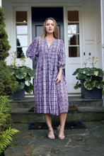 Load image into Gallery viewer, Mylah Midi Dress Dk Purple Grey (Olive) Block Printed
