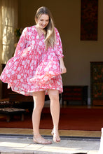 Load image into Gallery viewer, Raya Block Printed Mini Dress- Coral
