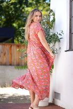 Load image into Gallery viewer, Amaryllis Maxi Dress Block Printed Coral
