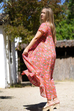 Load image into Gallery viewer, Amaryllis Maxi Dress Block Printed Coral

