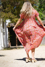 Load image into Gallery viewer, Amaryllis Maxi Dress Block Printed Coral
