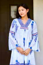 Load image into Gallery viewer, Frances Hand Block Printed Dress Navy Floral
