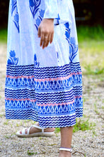 Load image into Gallery viewer, Frances Hand Block Printed Dress Navy Floral
