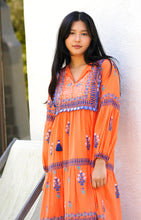 Load image into Gallery viewer, Rita Hand Block Printed Maxi Dress Orange
