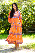 Load image into Gallery viewer, Rita Hand Block Printed Maxi Dress Orange
