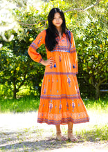 Load image into Gallery viewer, Rita Hand Block Printed Maxi Dress Orange
