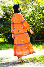 Load image into Gallery viewer, Rita Hand Block Printed Maxi Dress Orange
