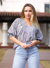 Load image into Gallery viewer, Anjou Top Navy Lt. Blue
