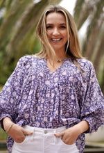 Load image into Gallery viewer, Anjou Block Printed Top Navy
