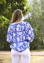 Load image into Gallery viewer, Anjou Block Printed Top Navy White
