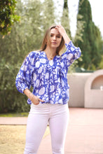 Load image into Gallery viewer, Anjou Block Printed Top Navy White
