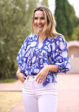 Load image into Gallery viewer, Anjou Block Printed Top Navy White

