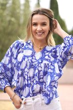 Load image into Gallery viewer, Anjou Block Printed Top Navy White
