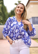 Load image into Gallery viewer, Anjou Block Printed Top Navy White
