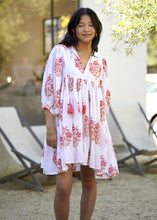 Load image into Gallery viewer, Raya Block Printed Mini Dress- White Coral
