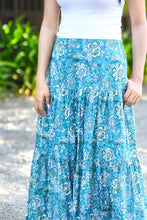 Load image into Gallery viewer, Block Printed Tiered Cotton Skirt-Green

