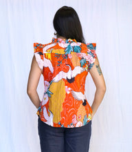 Load image into Gallery viewer, Crane Ruffle Sleeve Blouse-Red
