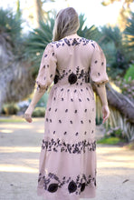 Load image into Gallery viewer, Sienna Emb. Puff Sleeve Maxi Dress Sand Black
