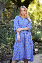 Load image into Gallery viewer, Mylah Midi Dress Block Printed Blue Green
