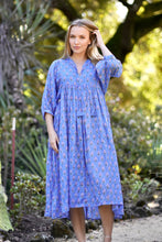 Load image into Gallery viewer, Mylah Midi Dress Block Printed Blue Green
