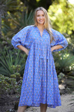 Load image into Gallery viewer, Mylah Midi Dress Block Printed Blue Green
