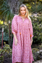 Load image into Gallery viewer, Mylah Midi Dress Block Printed Peach (Dusty Pink) 

