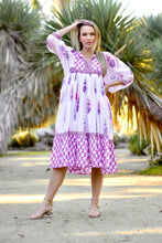 Load image into Gallery viewer, Mylah Midi Dress Block Printed Pink Navy
