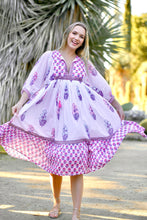 Load image into Gallery viewer, Mylah Midi Dress Block Printed Pink Navy
