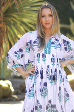 Load image into Gallery viewer, Mylah Midi Dress Block Printed Teal Blue
