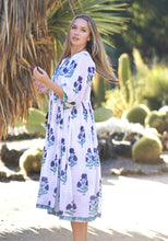 Load image into Gallery viewer, Mylah Midi Dress Block Printed Teal Blue
