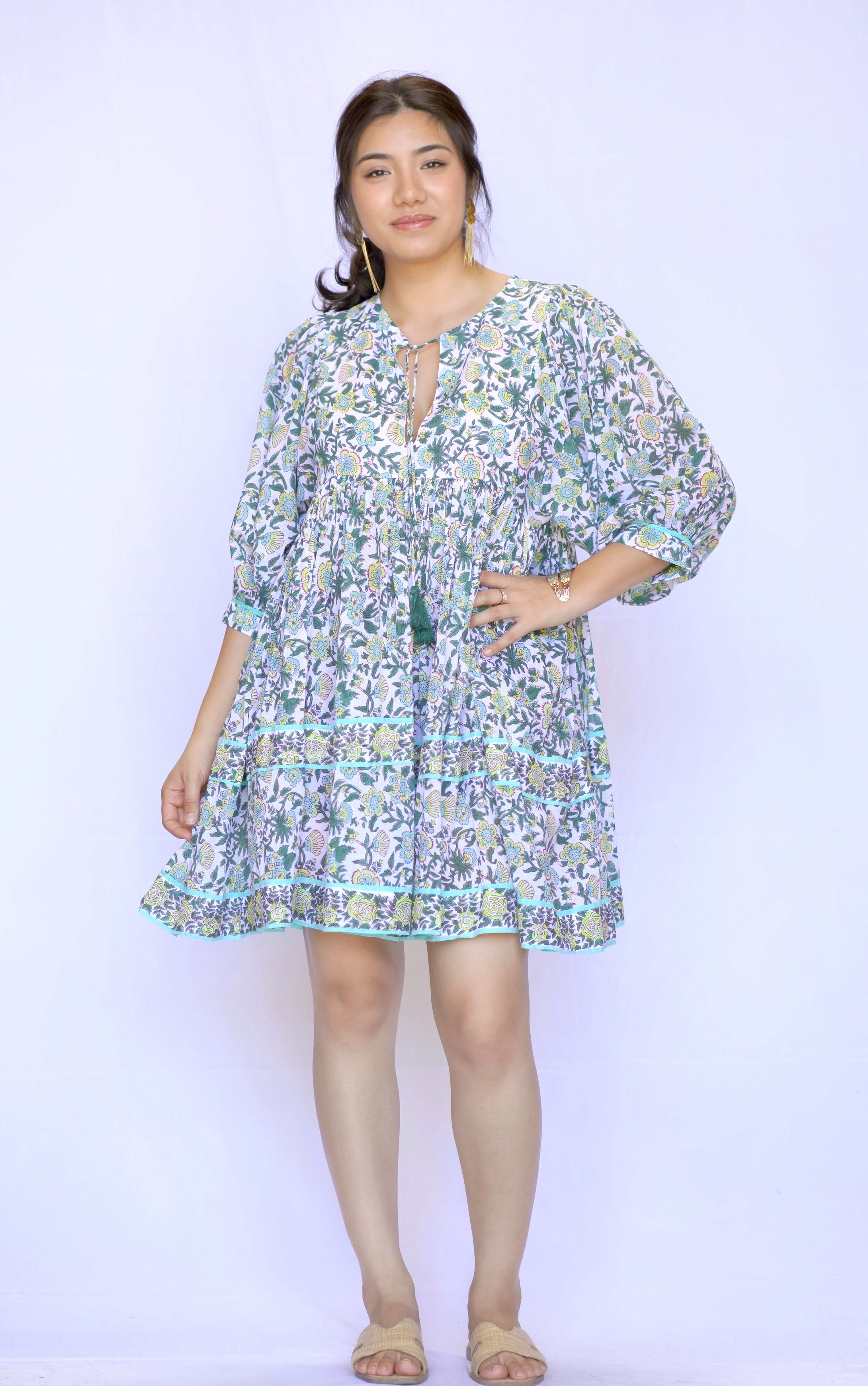 Raya Mini Dress Olive-Multi