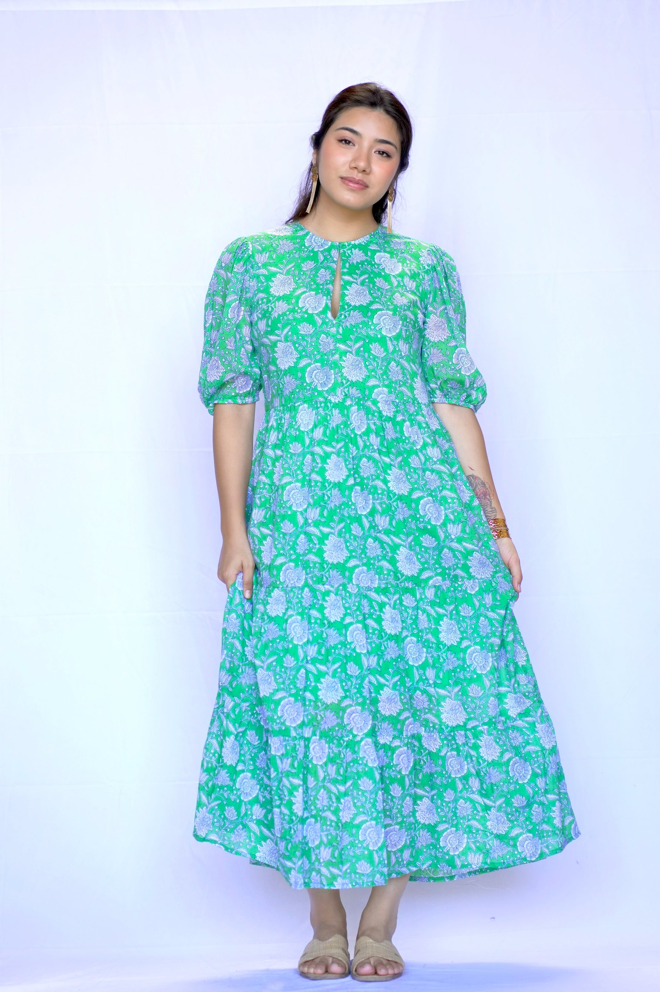 Remi Maxi Dress Green Paisley
