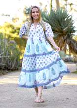 Load image into Gallery viewer, Remi Block Print Maxi Dress Lt. Blue
