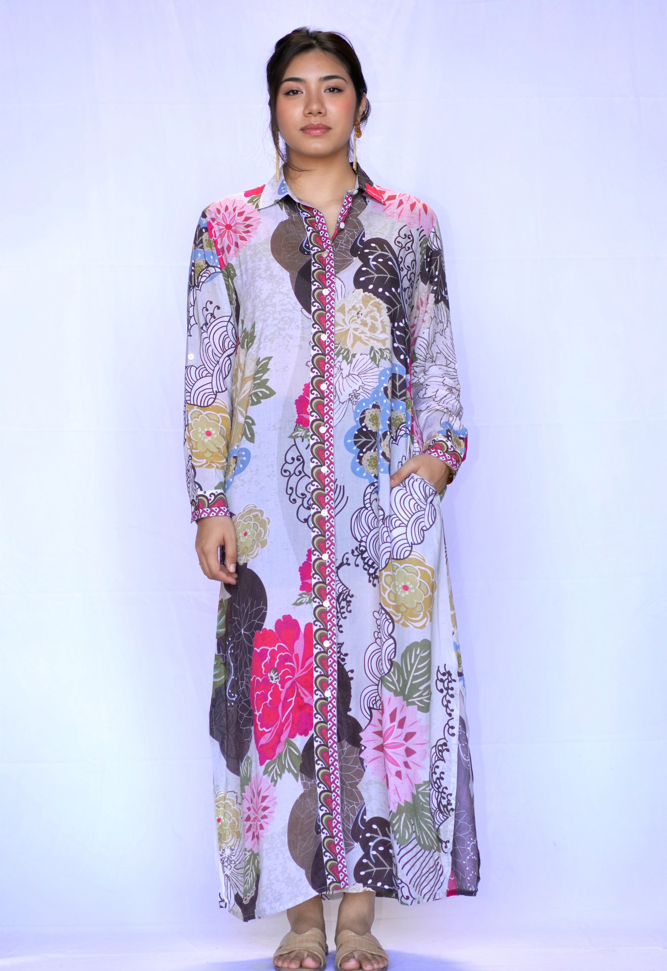 Seraphina Shirt Dress Beige Brown