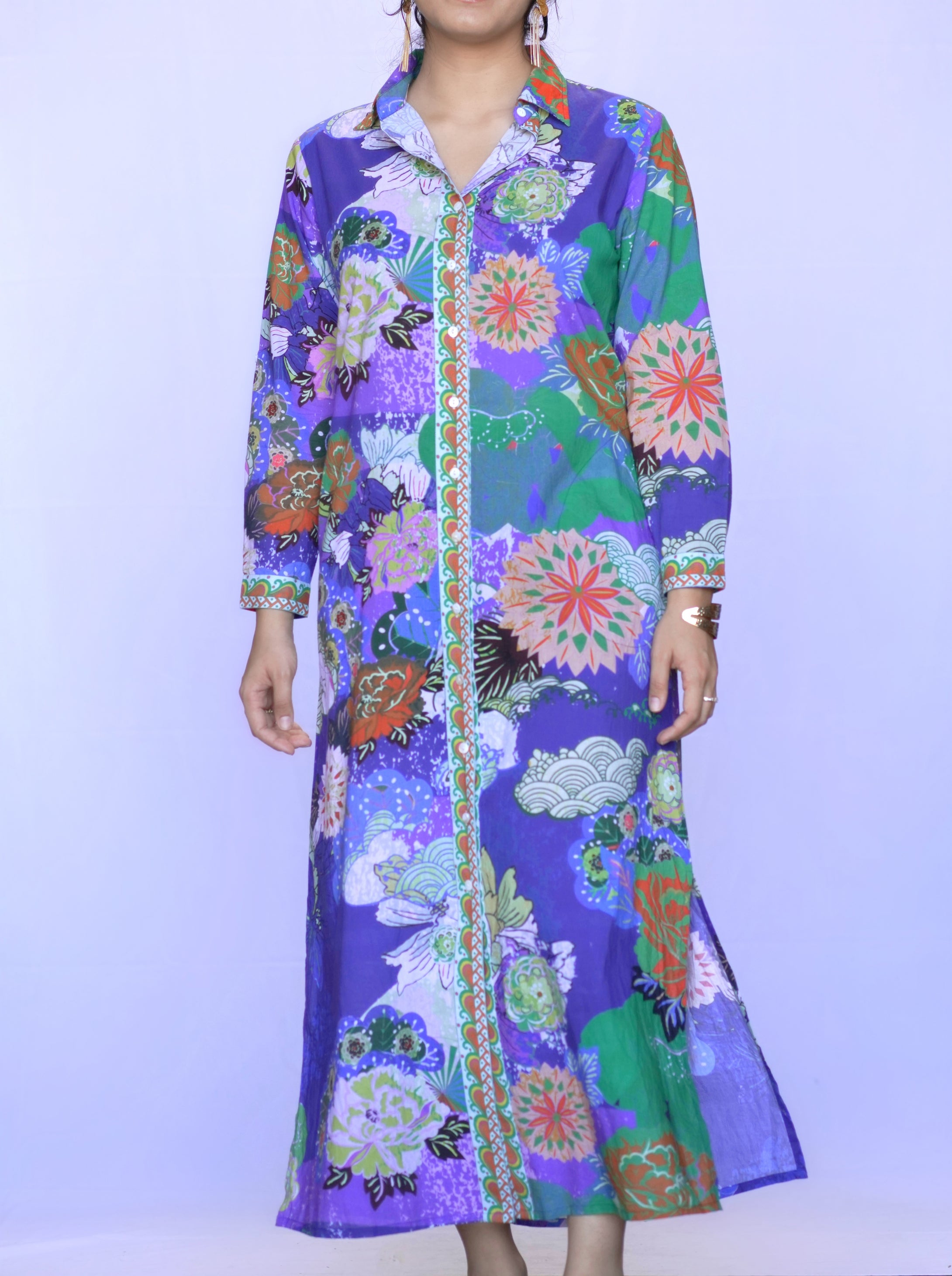 Seraphina Shirt Dress Purple Blue