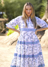Load image into Gallery viewer, Aria Block Printed Dress White Blue
