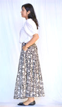 Load image into Gallery viewer, Block Printed Tiered Cotton Skirt- Black Beige
