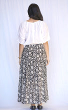 Load image into Gallery viewer, Block Printed Tiered Cotton Skirt- Black Beige
