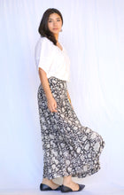 Load image into Gallery viewer, Block Printed Tiered Cotton Skirt- Black Beige
