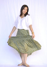 Load image into Gallery viewer, Tiered Cotton Skirt-Olive Multi
