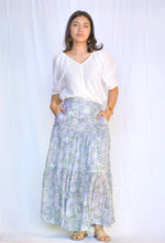 Load image into Gallery viewer, Block Printed Tiered Cotton Skirt Olive Navy
