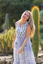 Load image into Gallery viewer, Nola Sleeveless Block Print Dress Blue Green
