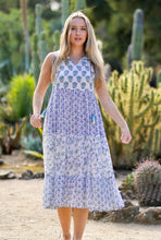 Load image into Gallery viewer, Nola Sleeveless Block Print Dress Blue Green
