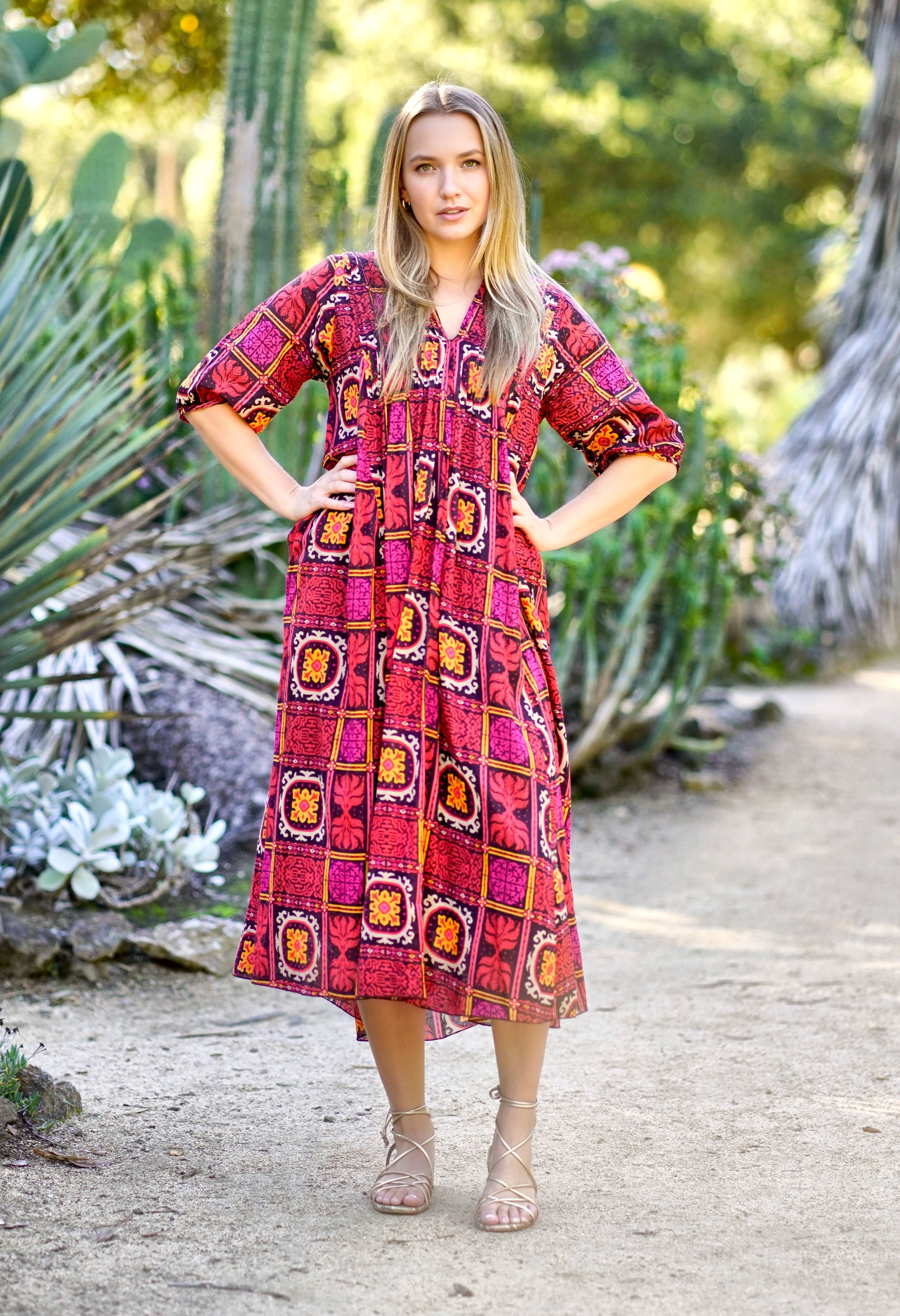 Skye Dress Geo Print Black Red