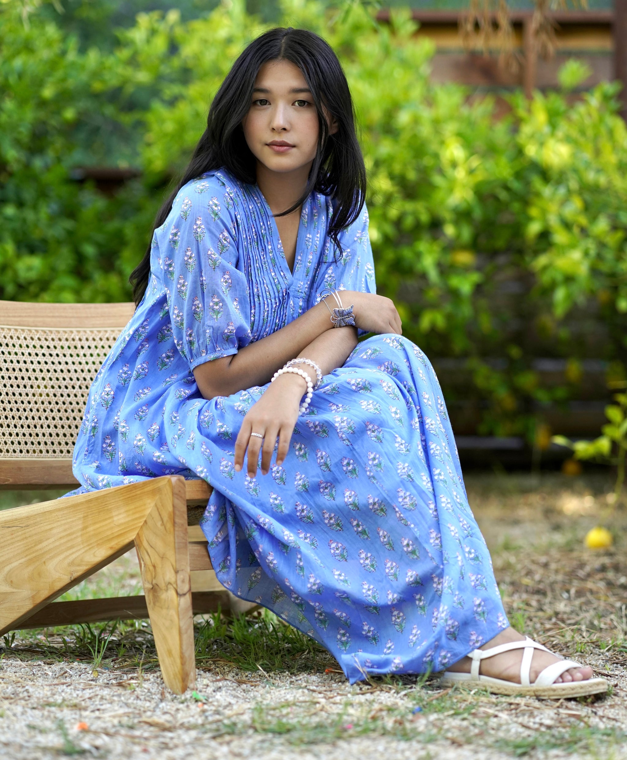 Skye Dress Floral Blue Green – Dolma